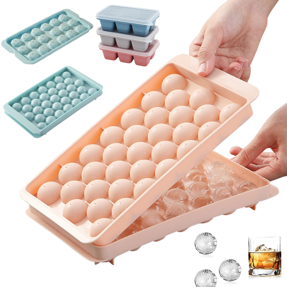 Ice Mold Sphere - 뚜껑이있는 3D 라운드 아이스 큐브 트레이