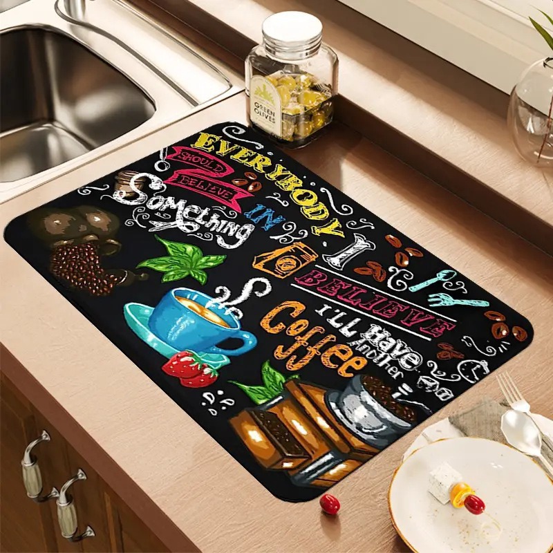 크리에이티브 커피 프린트 주방 건조 매트 부드러운 고무 - Bar Mat Rubber 리뷰 및 가격