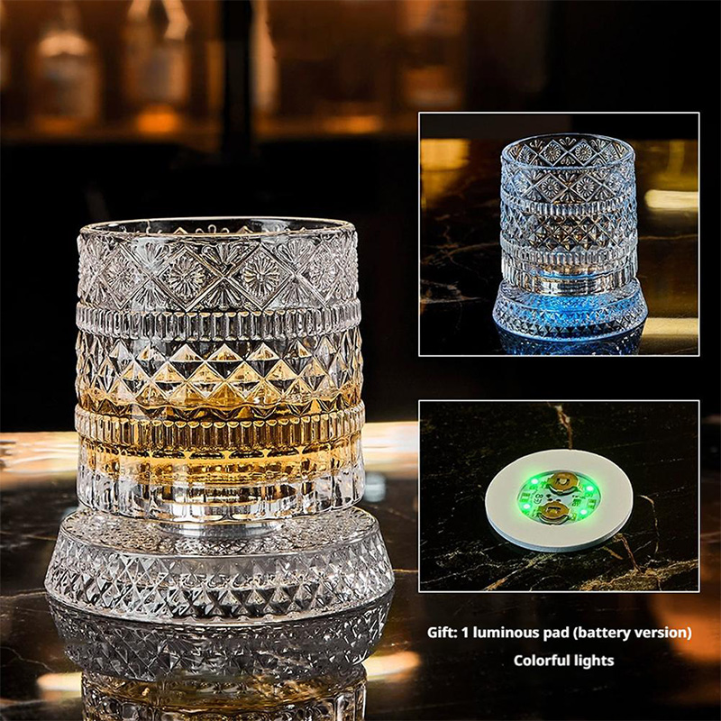 360 °   LED 조명이 있는 회전 위스키 잔, 회 - Old Fashioned Glass 리뷰 및 가격