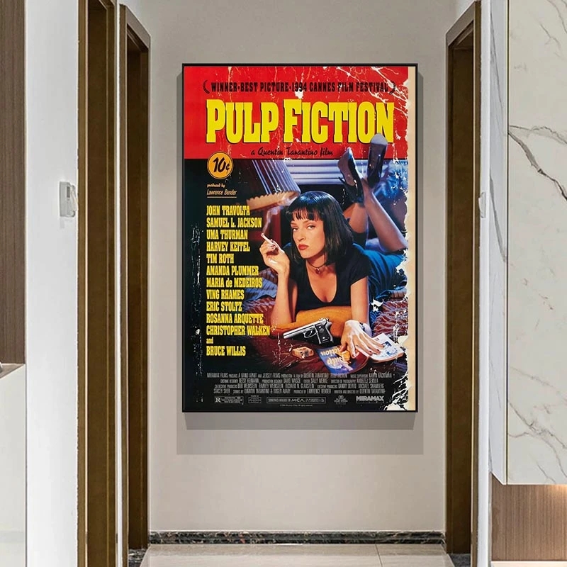 클래식 영화 펄프 픽션 포스터 캐릭터 레트로 캔버스 페 - Home Bar And Theater 리뷰 및 가격