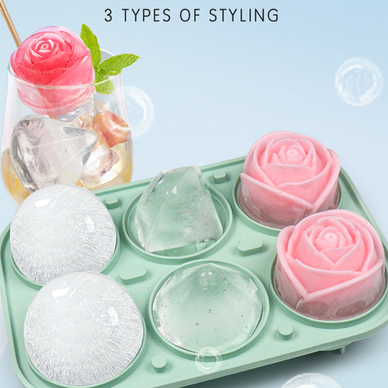 3D 로즈 다이아몬드 라운드 아이스 큐브 금형 4/6  - Ice Mold Sphere 리뷰 및 가격