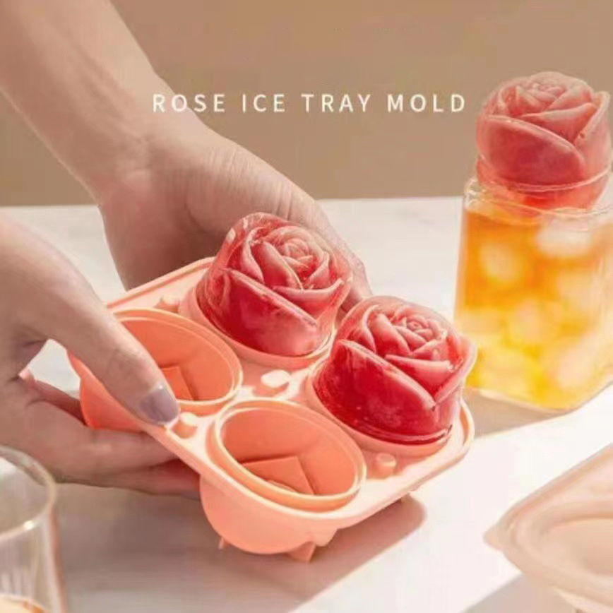 3D 장미 모양 실리콘 아이스 몰드 4구 아이스 큐브  - Ice Mold Sphere 리뷰 및 가격